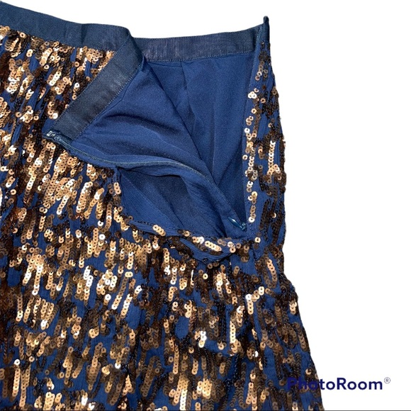 J.Crew Skirt Women's Abstract Sequin Navy Copper 6 - Picture 4 of 6